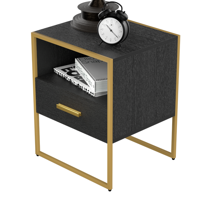 UpdateModern Nightstand with 1Drawers, Suitable for Bedroom/Living Room/Side Table (ld and Black )