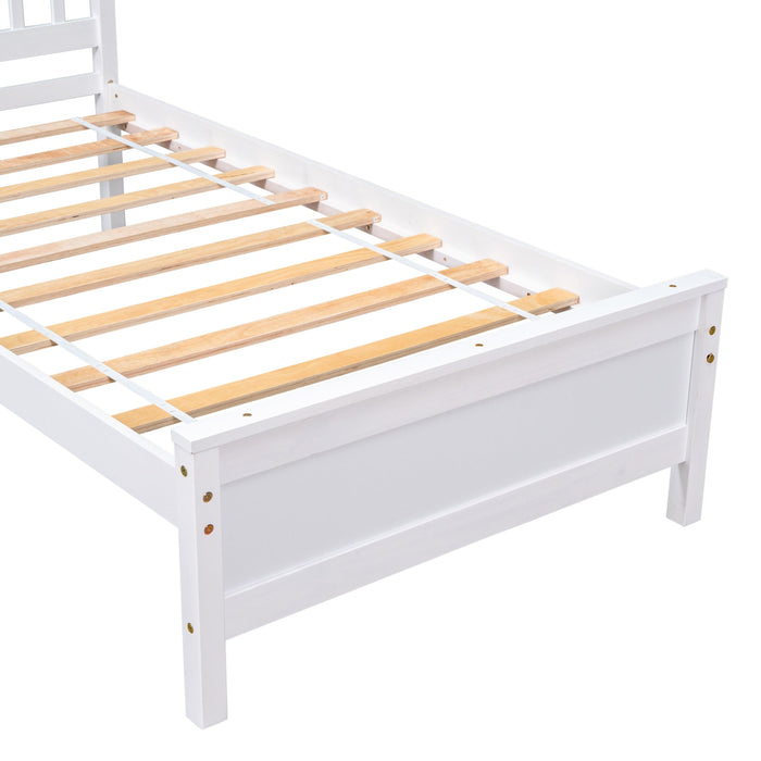 Twin Bed with Headboard and Footboard for Kids, Teens, Adults,with a Nightstand,Wite