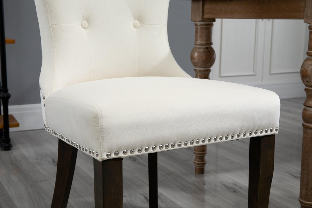 Dining Chair Tufted Armless Chair Upholstered Accent Chair,Set of 2 (Cream)