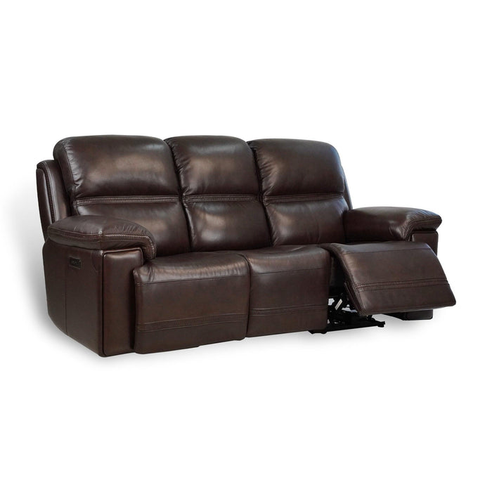 Timo Top Grain Leather Power Reclining Sofa | Adjustable Headrest | Cross Stitching