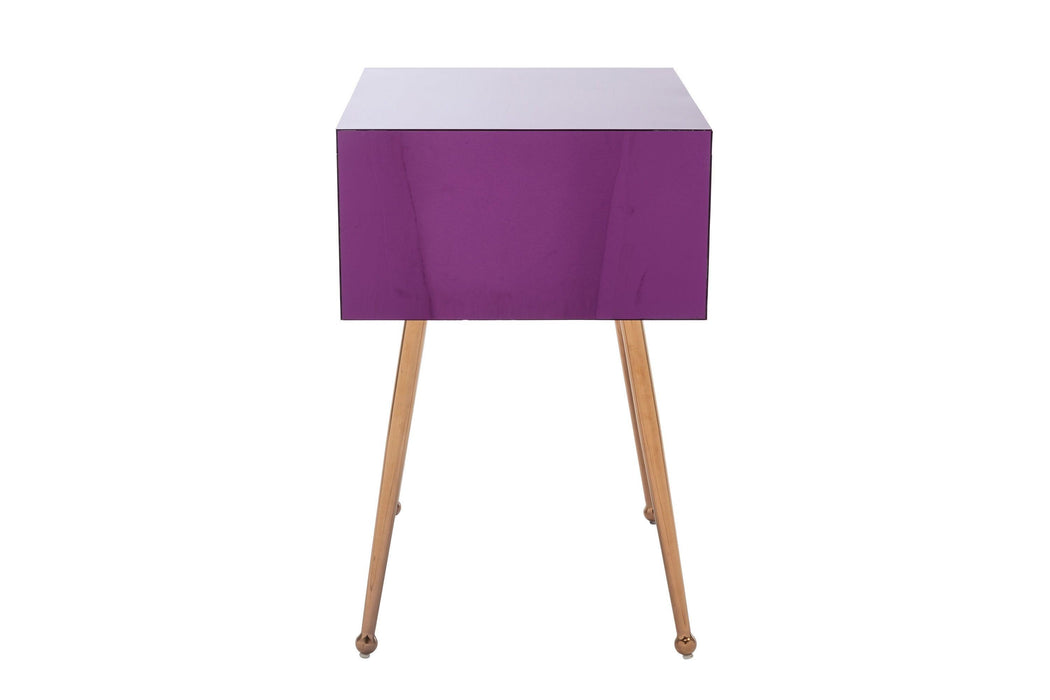 MIRROR END TABLE  MIRROR NIGHTSTAND   END&SIDE TABLE  (Purple color)