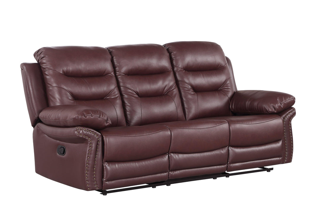 Global United  Leather Air Upholstered Reclining Sofa with Fiber Back