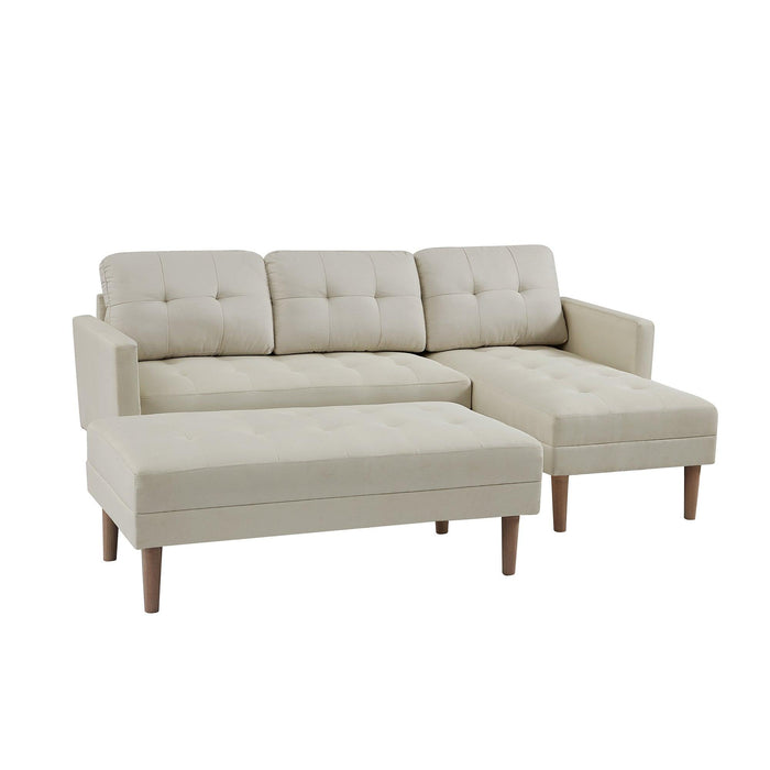 Beige Sectional Sofa Bed , L-shape Sofa Chaise Lounge with Ottoman Bench