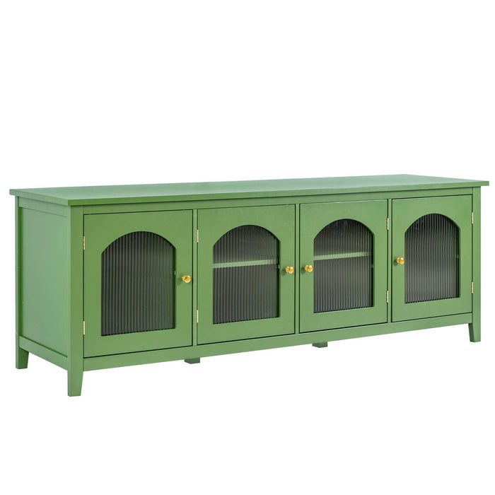 71-inch stylish TV cabinet, TV frame, TV stand，solid wood frame, Changhong glass door, antique green, can be placed in the children's room,bedroom， living room, wherever you need