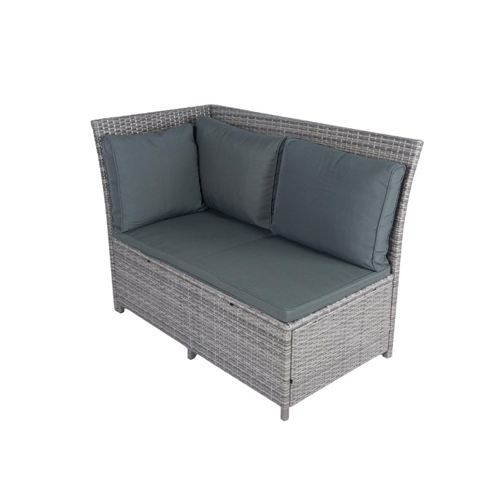 6 Pieces PE Rattan sectional Outdoor Furniture Cushioned Sofa Set with 2Storage Under Seat Grey