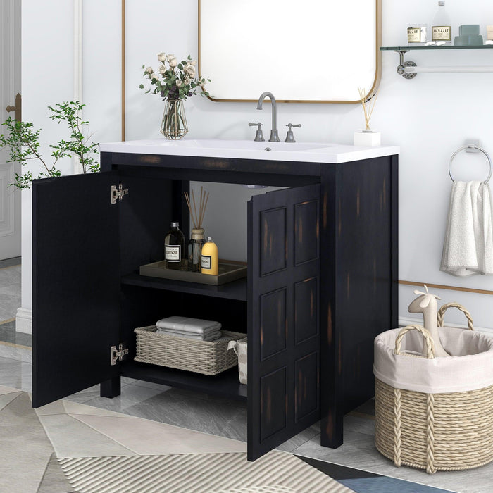 36" Bathroom Vanity Organizer with Sink,Combo Cabinet Set，BathroomStorage Cabinet,Retro Espresso