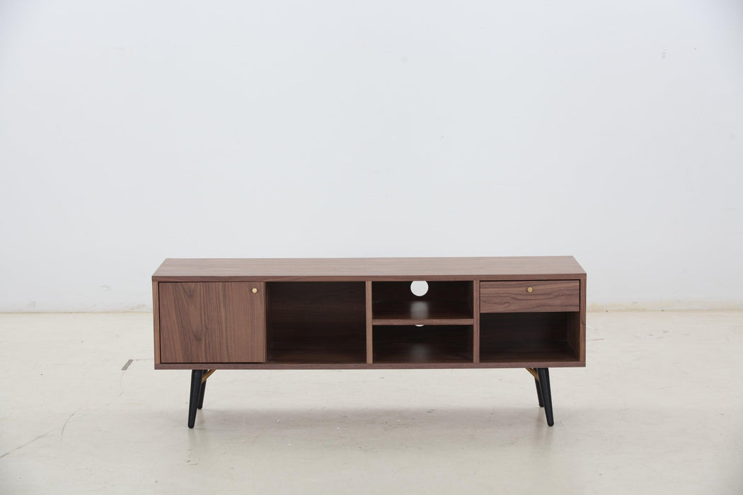 Mid-CenturyModern Low Profile Media Console TV Stand, Walnut