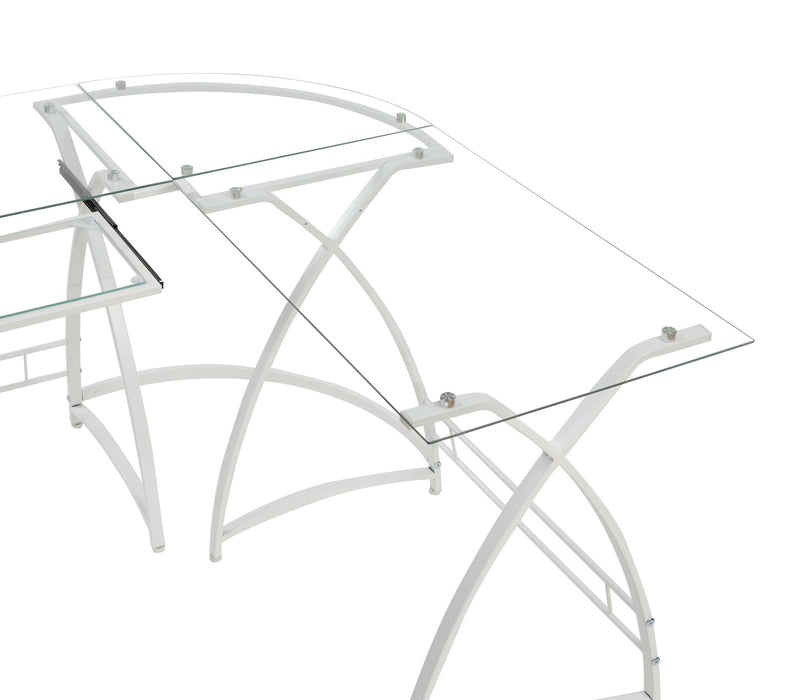 ACME Dazenus Computer Desk in Clear Glass & White Finish OF00040