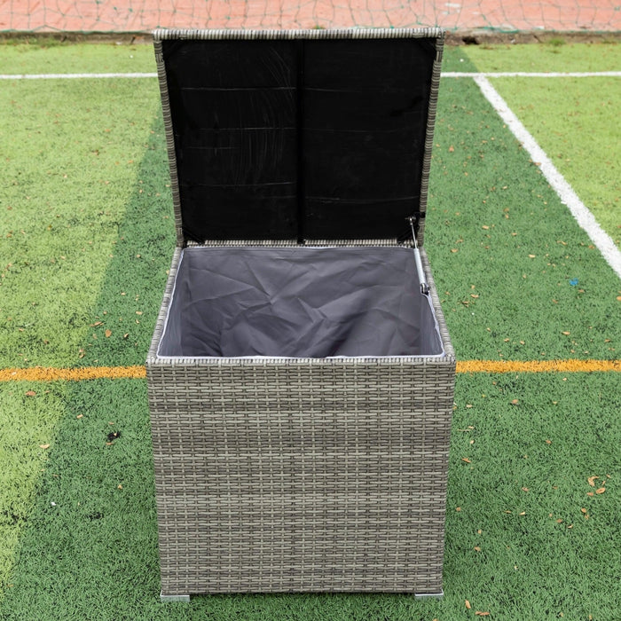 4 Piece Patio Sectional Wicker Rattan Outdoor Furniture Sofa Set withStorage Box Grey