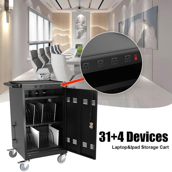 Mobile Charging Cart and Cabinet for Tablets Laptops 35-Device (B30PLUS)