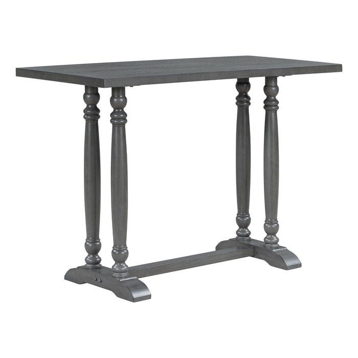 5-Piece Dining Table Set, Counter Height Dining Furniture with a Rustic Table and 4 Upholstered Stools for Kitchen, Dining Room (Gray)