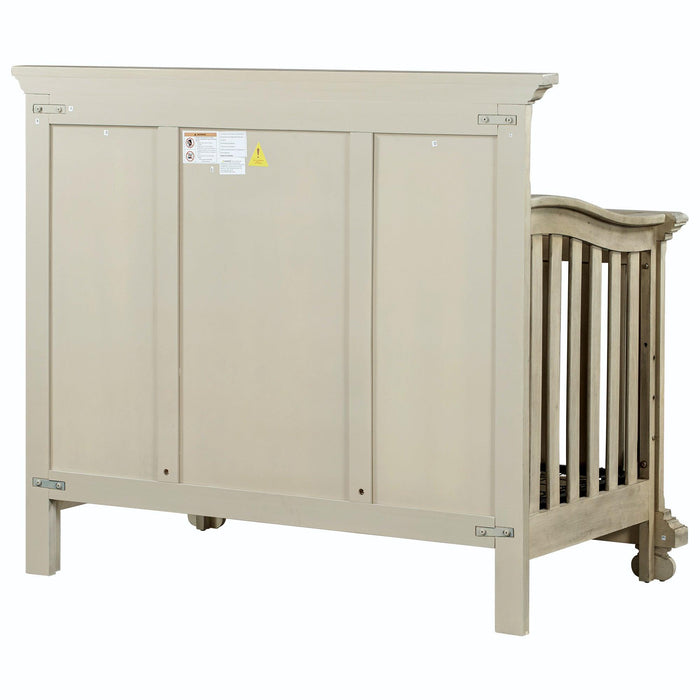 3 Pieces Nursery Sets Traditional Farmhouse Style 4-in-1 Convertible Crib +Dresser with Changing Topper, Stone Gray