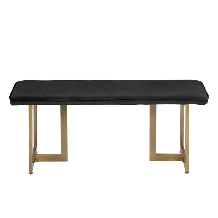 Set of 1 Upholstered Velvet Bench 44.5" W x 15" D x 18.5" H,Golden Powder Coating Legs  - Black