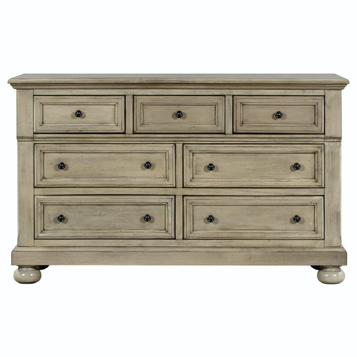 Solid Wood Seven-Drawer Dresser for Nursery, Kid’s Room, Bedroom, Stone Gray