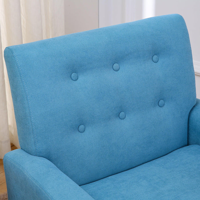 Fabric Accent Chair for Living Room, Bedroom Button Tufted Upholstered Comfy Reading Accent Chairs Sofa (Blue)