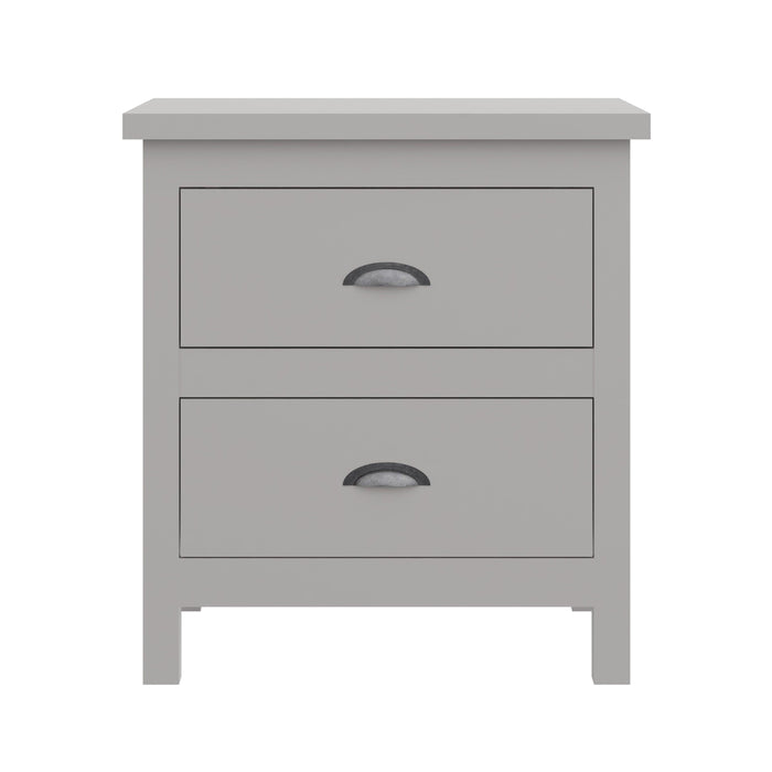 Versatile Gray 2-Drawers Nightstand, Bedside Table, End Table for Living Room Bedroom Assembled with Sturdy Solid Wood