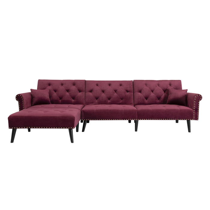 Convertible Sofa bed sleeper red velvet(W223S00006、W223S00458、W223S00712、W223S00873。Size difference, See Details in page.)