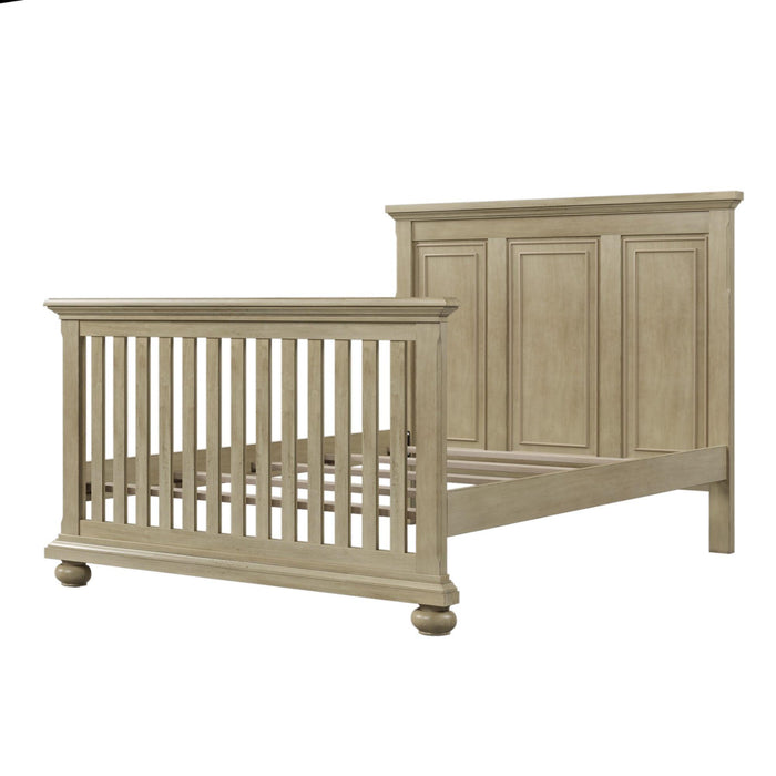 3 Pieces Nursery Sets Traditional Farmhouse Style Full Bed + Nightstand +Dresser,Stone Gray