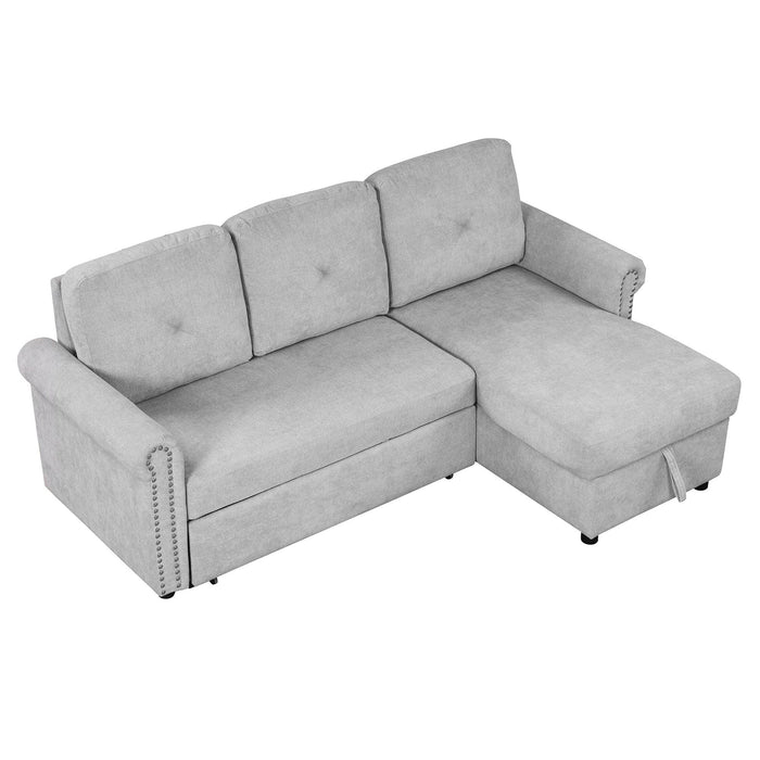 83"Modern Convertible Sleeper Sofa Bed withStorage Chaise,Gray