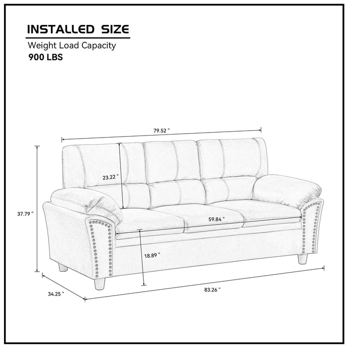 3-Seat Sofa Velvet for Living Room, Bedroom, Office Blue