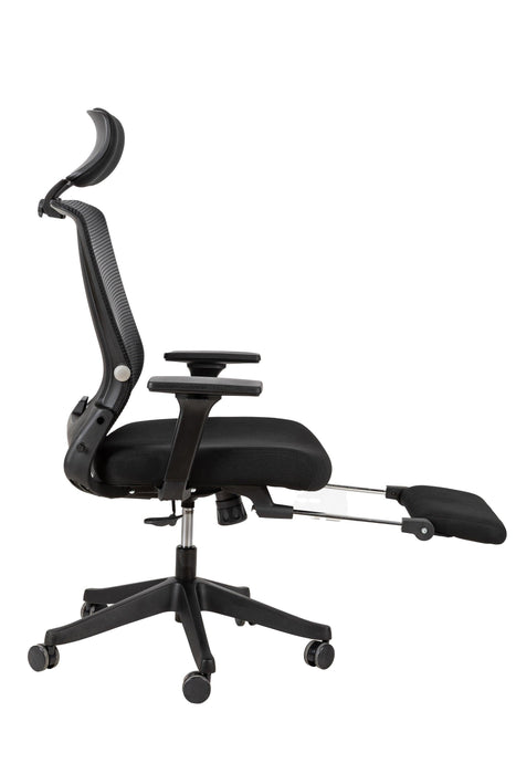 High Back Office Chair with 2d armrest and foot rest, tilt function max 128°,Black