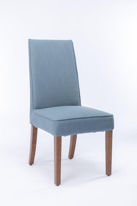 Cover Removable Interchangeable and Washable Blue Linen Upholstered Parsons Chair with Solid Wood Legs 2 PCS