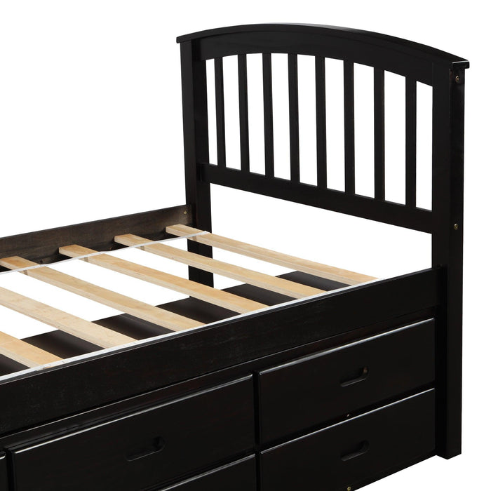 Twin Size PlatformStorage Bed Solid Wood Bed with 6 Drawers