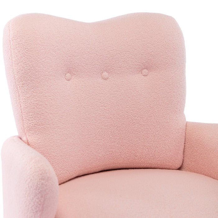 Cozy Teddy Fabric Arm Chair with Sloped High Back and Contemporary Metal Legs ,Pink