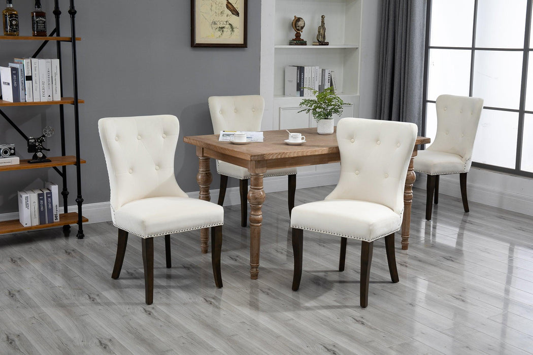 Dining Chair Tufted Armless Chair Upholstered Accent Chair,Set of 2 (Cream)