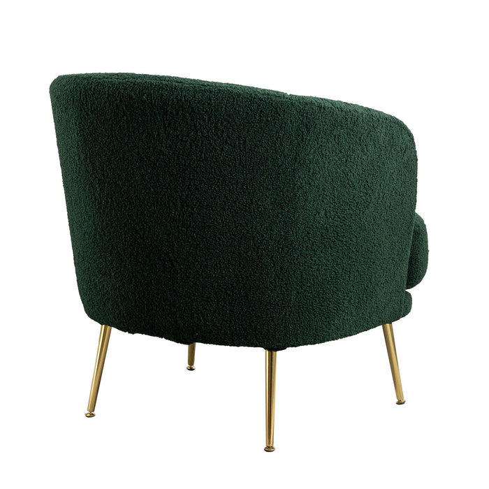 30.32"W Accent Chair Upholstered Curved Backrest Reading Chair Single Sofa Leisure Club Chair with Golden Adjustable Legs For Living Room Bedroom Dorm Room (Green Boucle)