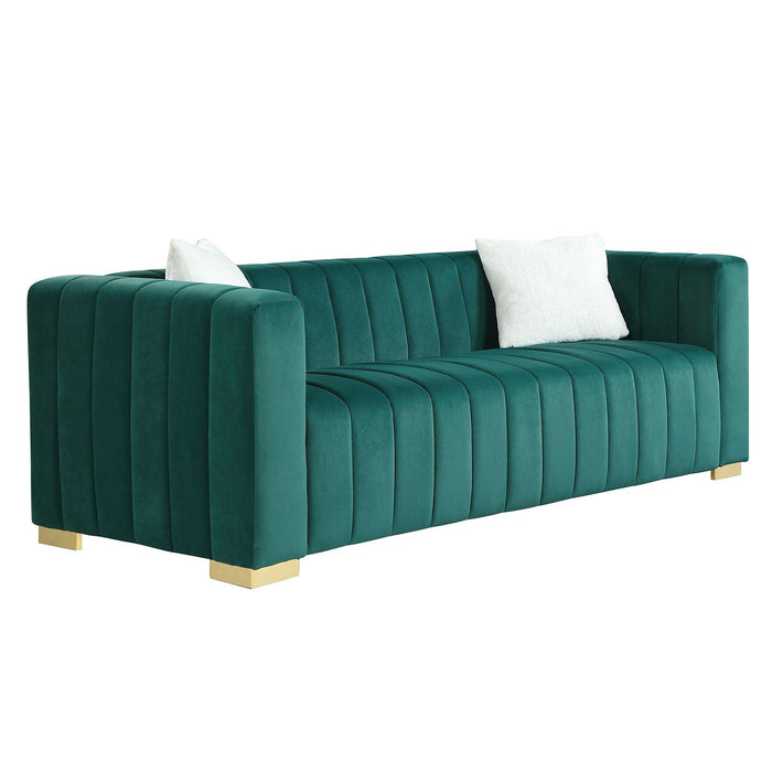 AModern  channel sofa  take on a traditional Chesterfield,Dark Green color,3 Seater