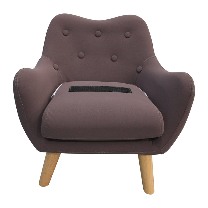 Microfibres fabric upholstered child accent armchair with wooden legs, kids sofa