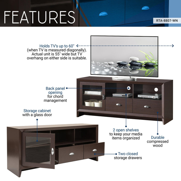 Techni MobiliModern TV Stand withStorage for TVs Up To 60", Wenge