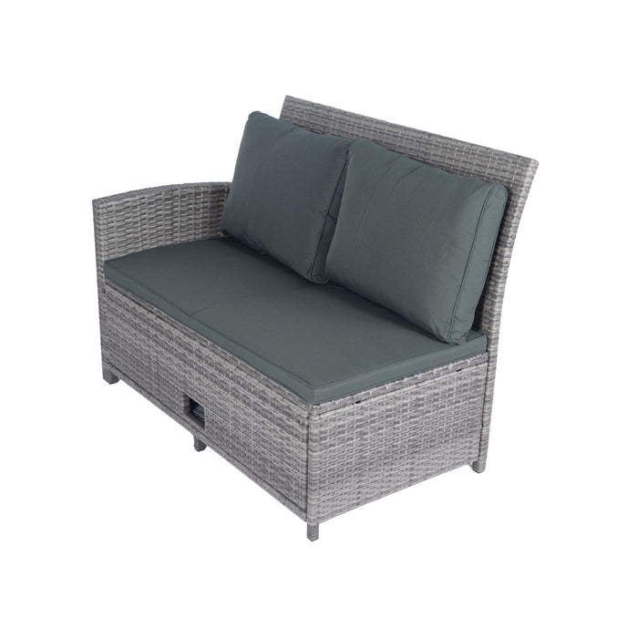 6 Pieces PE Rattan sectional Outdoor Furniture Cushioned Sofa Set with 2Storage Under Seat Grey