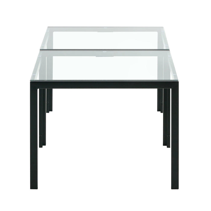 Coffee Table Set of 2, SquareModern Table with Tempered Glass Finish for Living Room,Transparent