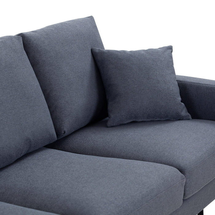 Modern Grey Three-Seat Sofa with Thick Sponge and Two Pillows, 87.40inch