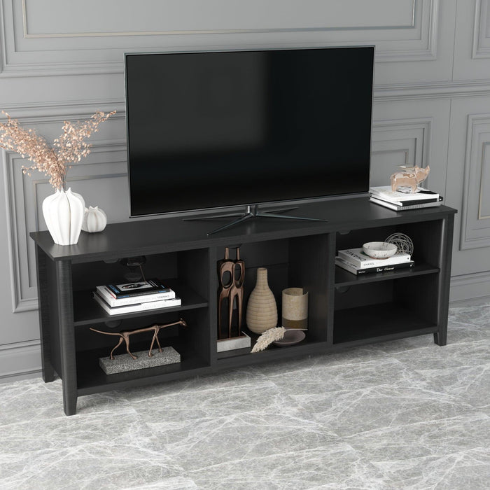 TV StandStorage Media Console Entertainment Center,Tradition Black,wihout drawer