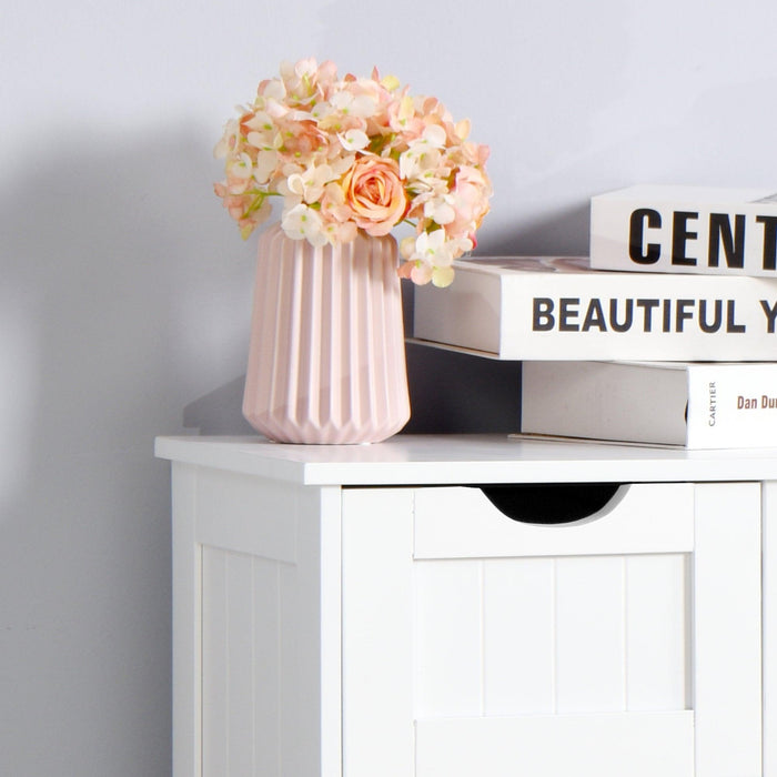 White BathroomStorage Cabinet, Floor Cabinet with Adjustable Shelf and Drawers