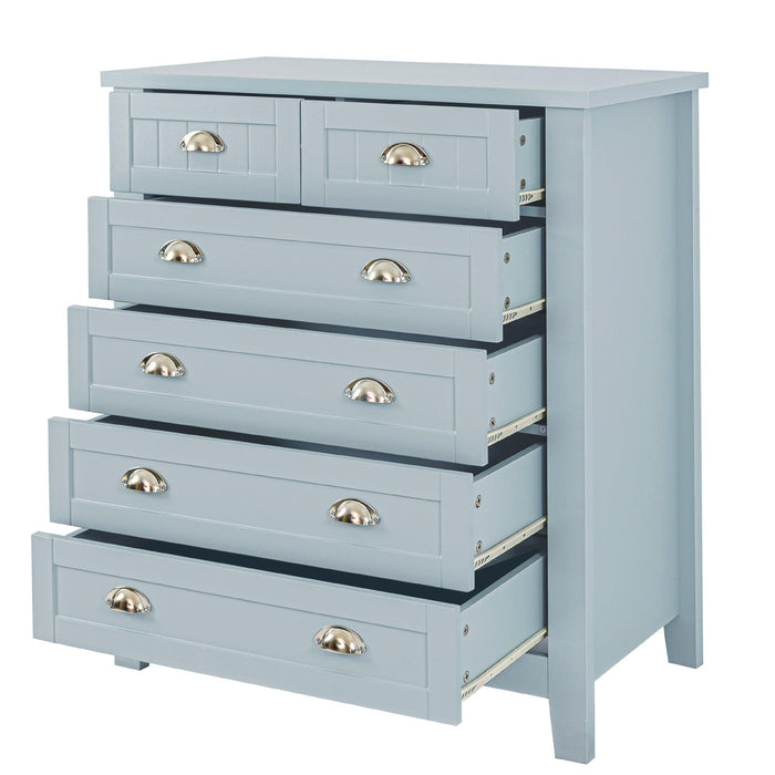 DRAWER DRESSER CABINET，BAR CABINET, storge cabinet, lockers, retro shell-shaped handle, can be placed in the living room, bedroom, dining room, Blue-gray