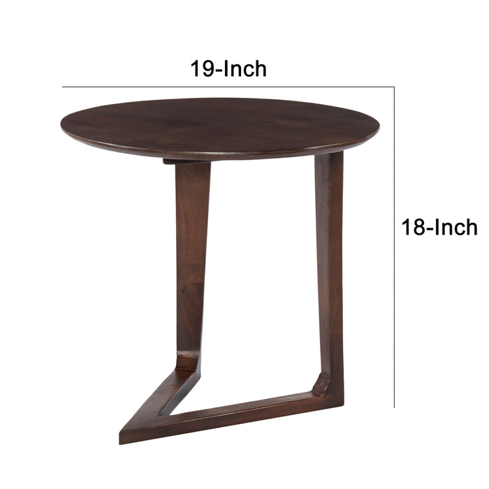 ManWood Round Side Table with  and Cantilever Base, Brown