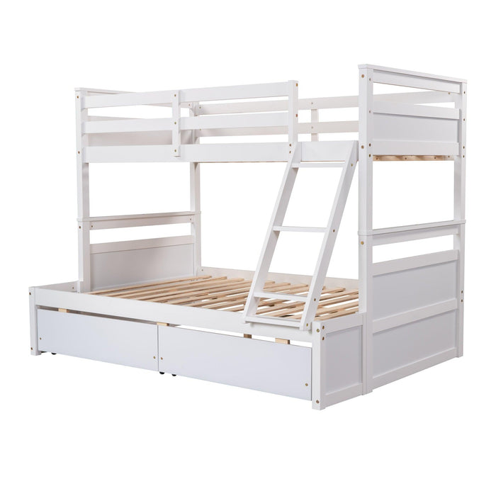 Twin over Full Bunk Bed withStorage - White