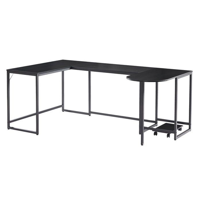 U-shaped Computer Desk, Industrial Corner Writing Desk with CPU Stand, Gaming Table Workstation Desk for Home Office (Black)