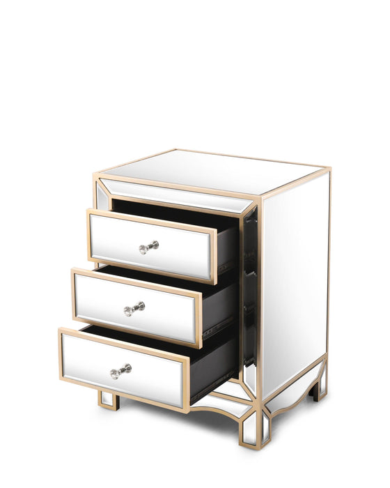 W 19.7" X D 15" X H 26" Champagne mirror three extraction cabinet, multifunctional bedside table