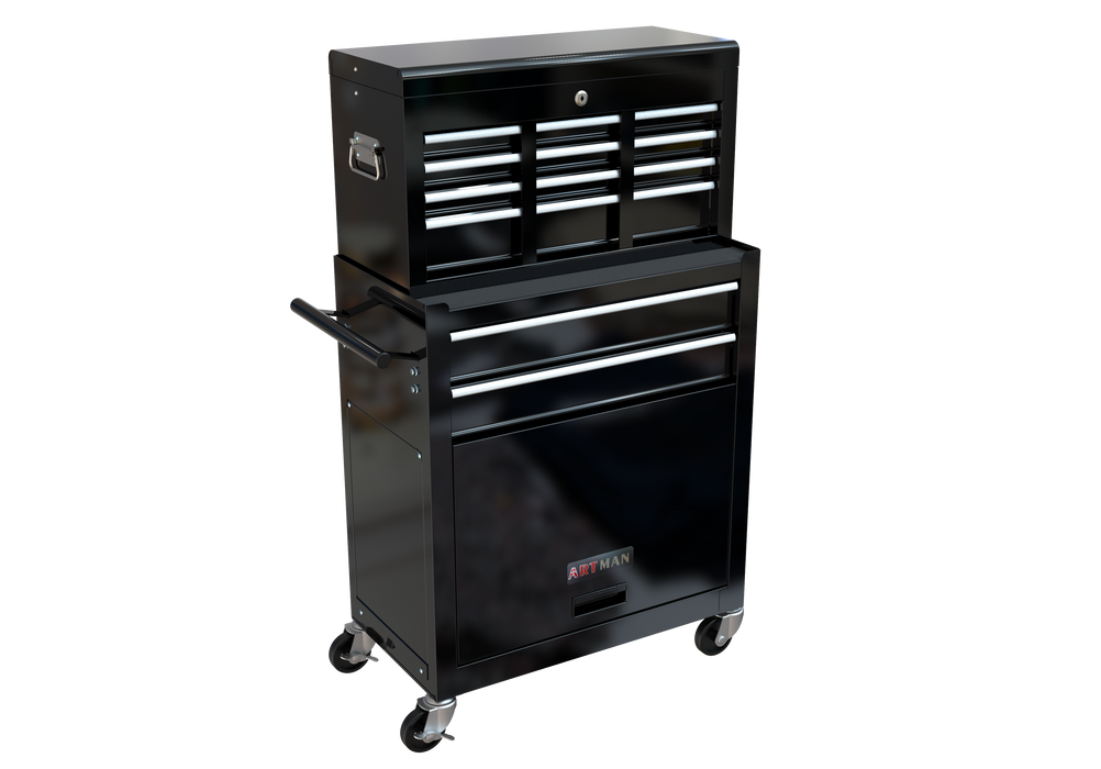 High Capacity Rolling Tool Chest with Wheels and Drawers, 8-Drawer ToolStorage Cabinet--BLACK