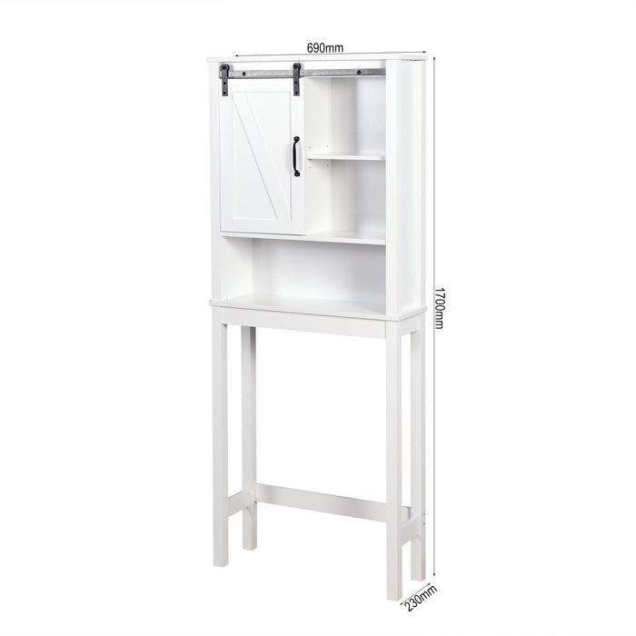 Over-the-ToiletStorage Cabinet, Space-Saving Bathroom Cabinet, with Adjustable Shelves and A Barn Door 27.16 x 9.06 x 67 inch