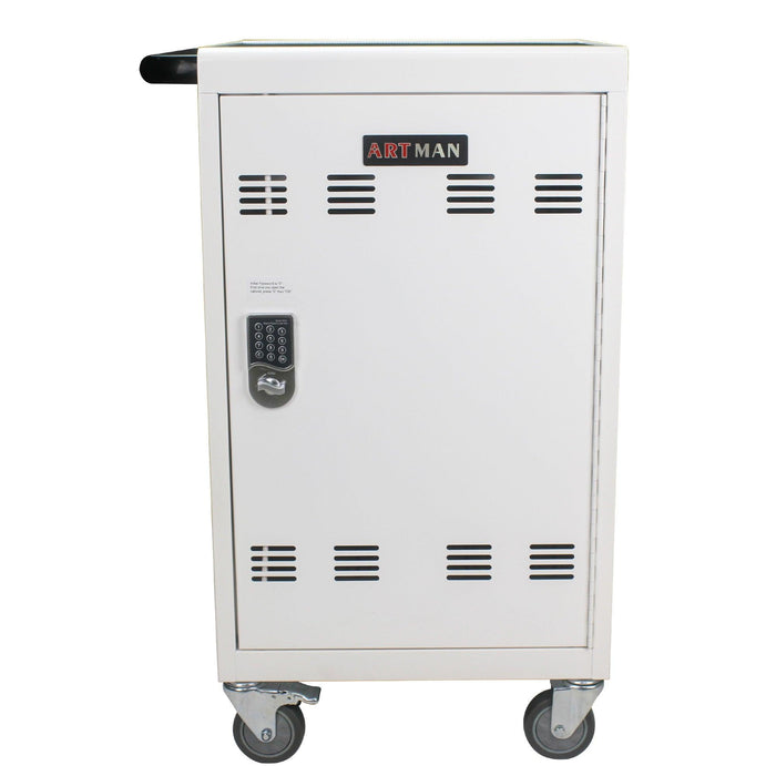 Mobile Charging Cart and Cabinet for Tablets Laptops 30-Device With Combination Lock(White)