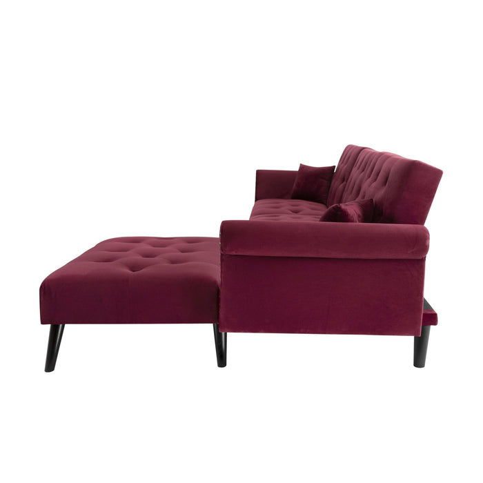 Convertible Sofa bed sleeper red velvet(W223S00006、W223S00458、W223S00712、W223S00873。Size difference, See Details in page.)