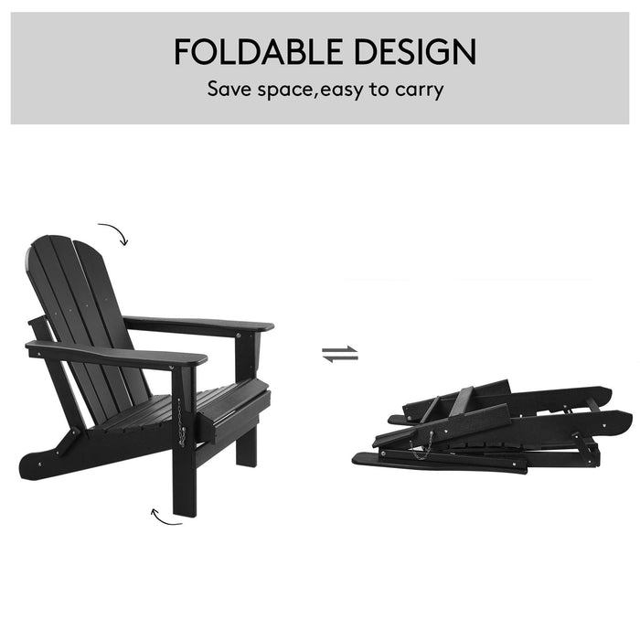 Folding Adirondack Chair Outdoor, Poly Lumber Weather Resistant Patio Chairs for Garden, Deck, Backyard, Lawn Furniture, Easy Maintenance & Classic Adirondack Chairs Design, Black