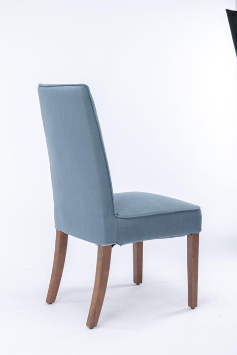 Cover Removable Interchangeable and Washable Blue Linen Upholstered Parsons Chair with Solid Wood Legs 2 PCS