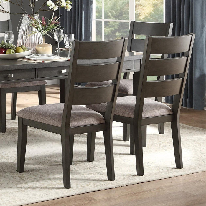 Gray Finish 5pc Dining Set Table with 6x Drawers and 4x Side Chairs Upholstered Seat Transitional Dining Room Furniture